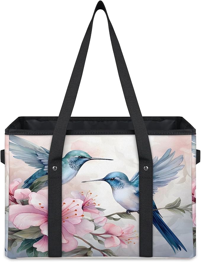Reusable Grocery Bags Heavy Duty Shopping Bags Foldable Large Tote Bags with Long Handles & Hard Bottom