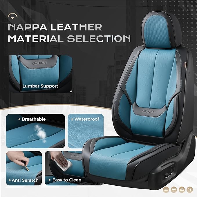 Coverado Seat Covers, Car Seat Covers Front Seats, Car Seat Cover, Car Seat Protector Waterproof, Car Seat Cushion Nappa Leat
