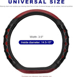 D-Shaped Steering Wheel Cover, Leather Car Wheel Protector with 3D Honeycomb Anti-Slip Design, Universal Breathable Comfy Cov