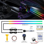 Dreamcolor Acrylic Interior Car LED Strip Light with USB/Type C/4-Port Cigarette Lighter, RGB 2 in 1 with 59.04 inches LEDs Ambient Lighting Kits, Sound Active Function Neon Led Strips for Car