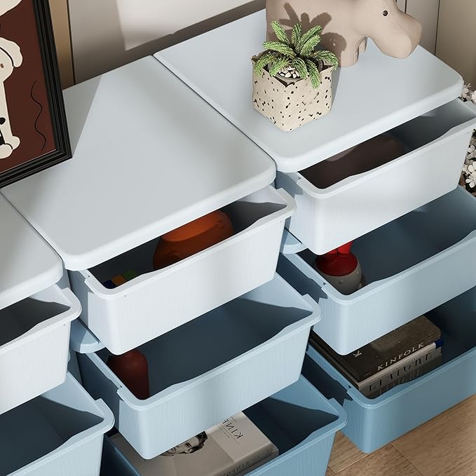Qaba 3 Tier Kids Storage Unit, Toy Organizers and Storage with 9 Drawer Chest for Kids Bedroom Nursery Kindergarten Living Ro