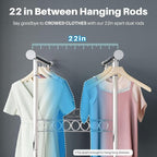 HOKEEPER Clothes Rack Heavy Duty Clothing Rack Load 650 LBS Collapsible Garment Rack with Wheels Double Rod Clothes Rack for 