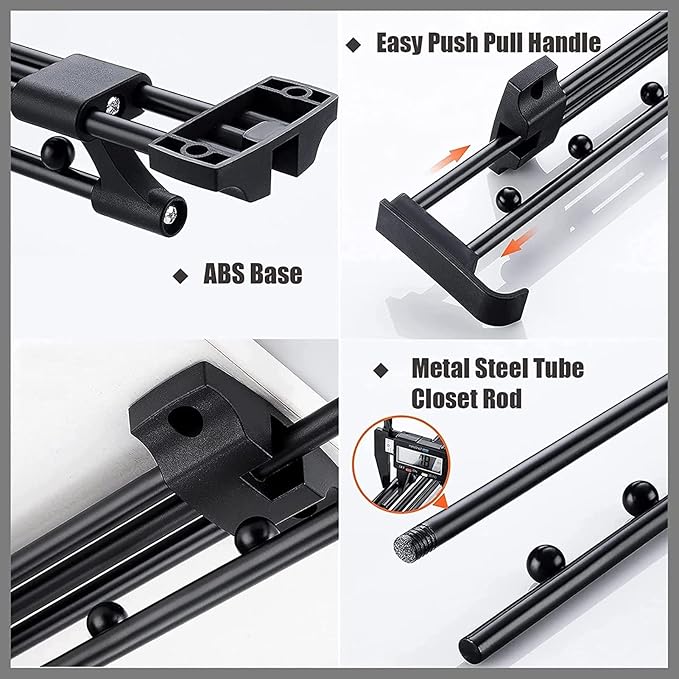 Wardrobe Clothes Hanger Rail - Heavy Duty Retractable Closet Pull Out Rod, 25-45Cm Pull-Out Clothes Rail, Extendable Wardrobe