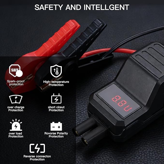 MEGAWISE Smart Jump Starter Cable | Heavy-Duty Battery Booster Clamp with Safety Protection & LED Indicator | Compatible