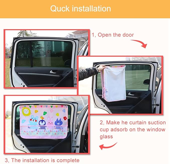 Car Sun Shade for Baby Kids Children 2 Pack Car Side Window Curtain Protector Protects from Sun Glare Heat Blocks UV Rays Glare Car Interior Sun Blocker Blind (Night)