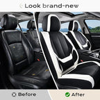 Coverado Seat Covers, Car Seat Covers Front Seats, Leather Seat Covers for Cars, Car Seat Protector Waterproof, Black Car Sea