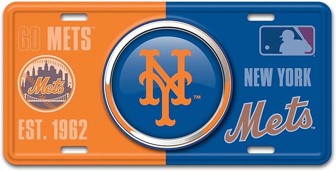 FANMATS 43219 New York Mets Embossed Metal License Plate