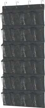 Simple Houseware 24 Pockets Large Clear Pockets Over The Door Hanging Shoe Organizer, Dark Gray (56" x 22.5")