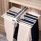 Pull Out Clothes Rail Extendable Wardrobe Rail Tube Rod - Steel Pull Out Pants Rack Pants Hanger Bar 22 Arms, Extendable Clos