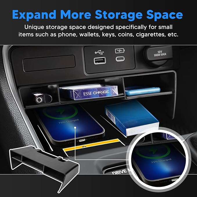4PCS Center Console Organizer for Honda CR-V 2023-2026, Dashboard Storage Tray with Phone Holder Accessories Lower Center Console Organizer for CRV, Armrest Hidden Storage Interior with Anti-Slip Mats