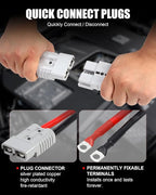 NOONE Heavy Duty Jumper Cables for Diesel Trucks - 1 Gauge 25 Feet extra long Booster Battery Cables with Permanent Installation kit and Quick Connect Plug for Car, SUV