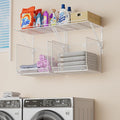2 Pack Laundry Room Shelves Organization And Storage,Wall Mounted Clothes Drying Rack With Wire Mesh Basket Over Washer And D