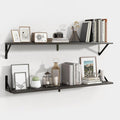 Axeman 40 Inch Floating Shelves | 8 Inch Deep Black Wall Shelves Set of 2 | 39.4" W x 8" D Rustic Black Wood Shelves for Bath