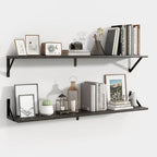 Axeman 40 Inch Floating Shelves | 8 Inch Deep Black Wall Shelves Set of 2 | 39.4" W x 8" D Rustic Black Wood Shelves for Bath