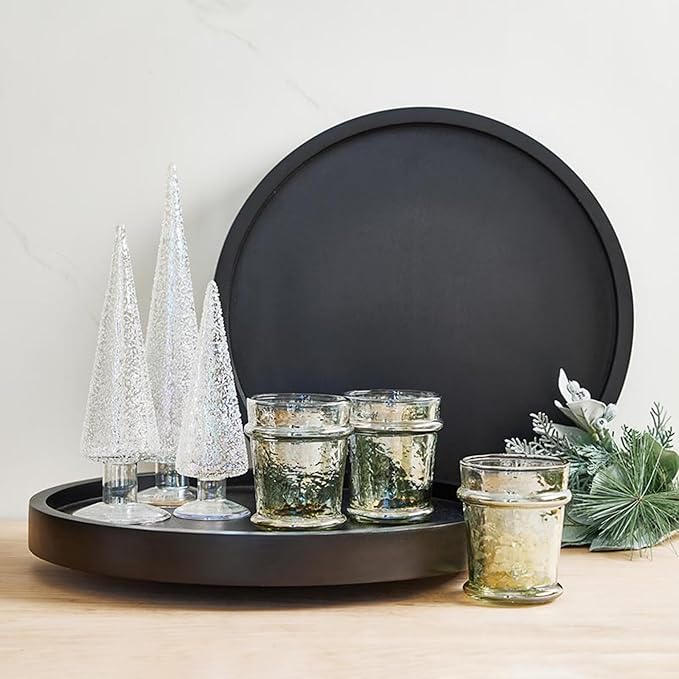 Santa Barbara Design Studio Mango Wood Lazy Susan for Table Top Turntable Charcuterie Board Serving Tray, 15.75" D x 2" H, Bl