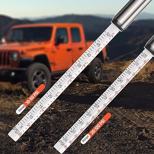 ETENWOLF Pencil Tire Pressure Gauge 6 Pack (10-50PSI, 20-120PSI) with Tire Caps Calibrated to ANSI B40.1 Grade B(2%), Stainless Steel Body, for Cars, Pickups, RVs, Bicycle