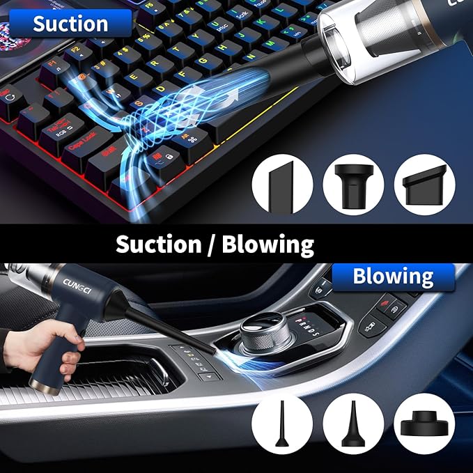 Car Vacuum Handheld Vacuum Portable Cordless, 18000Pa 5 in 1, 100W Brushless Motor, High Power Vacuum Cleaner with Window Bre