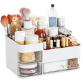 White Makeup Organizer With Drawers,Large Skincare Organizers for Countertop,Desk,Dresser,Plastic Bathroom Counter Organizer 