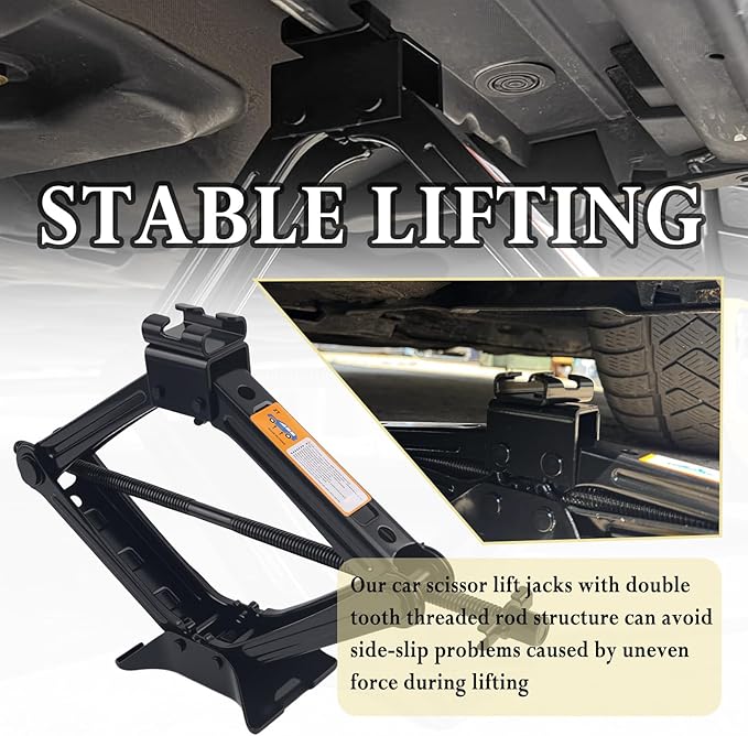 Car Scissor Jack Kit with Lug Wrench & Ratchet Wrench,2T Car Jack Kit for Cars Lifting & Tire Changing,Heavy Duty Scissor Jac
