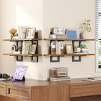 HOOBRO Floating Shelves, 15 Inch Wall Shelf Set of 4, Wall Mounted Storage Shelves 2-Tier, Hanging Bathroom Shelves, for Livi