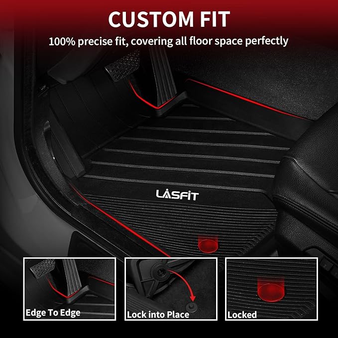 LASFIT Floor Mats for BMW 3 Series 2012-2018 320i 328d 328i 330e 330i 335i 340i M3 RWD & Sedan Only(Not for 335is, X-Drive, GT), All Weather TPE Custom Fit Car Liners 1st & 2nd Row Mat, Black