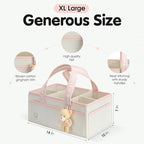 PeraBella Baby Diaper Caddy Organizer, XL Baby Basket Shower Gift Caddy, Portable Felt Changing Table Basket, Nursery Storage