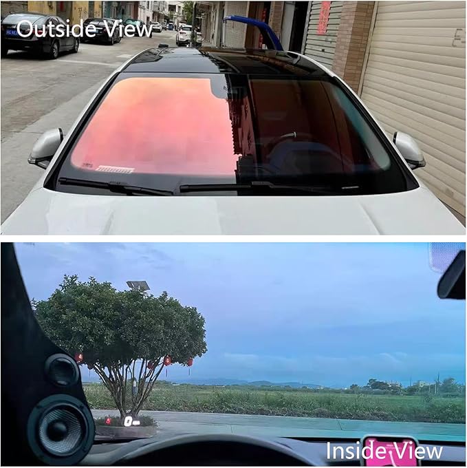 5Ft x 99Ft Chameleon Window Tint for Cars VLT 78% Sunset Orange Red Windshield Car Windows Protection Foils Ceramic Window Tint Film, Auto Tints