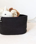 OrganiHaus Cotton Rope Basket for Shelf - Woven Storage Basket for Organizing, Closet & Toy Storage - Black - 15x9x10