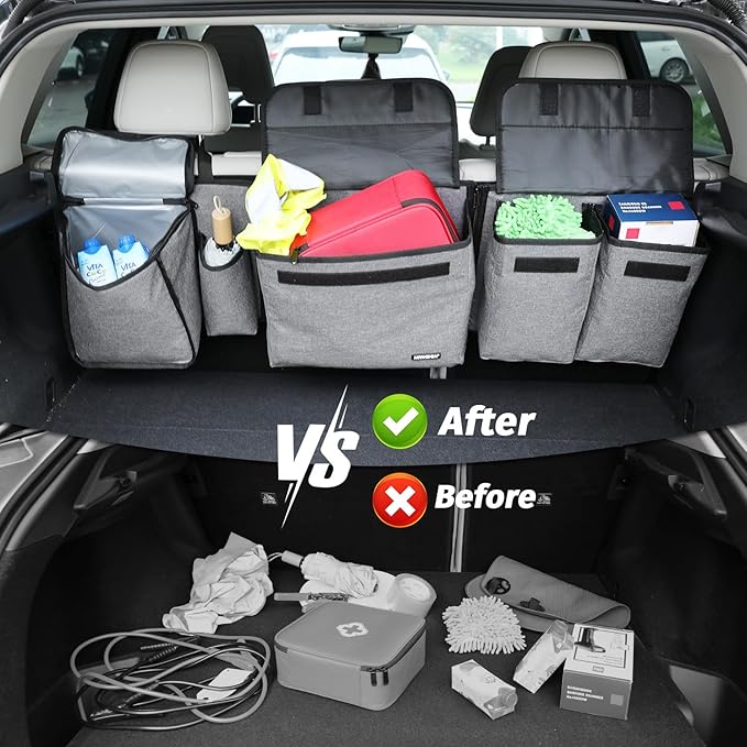 Deluxe Trunk and Backseat Organizer for Medium or large size SUVs & RVs, Detachable Storage Modules with Built-in Cooler,