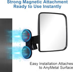 2PCS Universal Tractor Magnetic Rearview Mirrors, High-Definition Glass Mirror with Rubber Coating, Powerful Magnetic Base, Suitable for Tractors, Forklifts, Trucks, and Various Other Vehicles