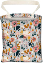 Car Trash Can, Cute Car Trash Bag, Hanging Car Organizer and Storage Bag, Trash Bin for Car Accessories, Vehicle, Travelling, Camping Cute Blue Flowers