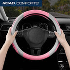 Road Comforts Car Steering Wheel Cover - Microfiber Leather Steering Wheel Wrap Sports 14.5-15 Inch Steering Wheel Cover Non-