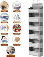 Over The Door Organizer with 6 Large Pockets, Over the Door Storage 12 Side Pockets, Hanging Door Organzier 44 lb Load Behind