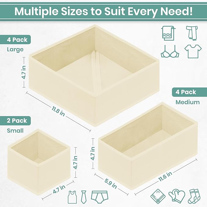 RFAQK 10 Pack Dresser Drawer Organizer Clothes-Baby Clothes Organizer for Nursery, Foldable Closet Fabric Drawer Dividers for