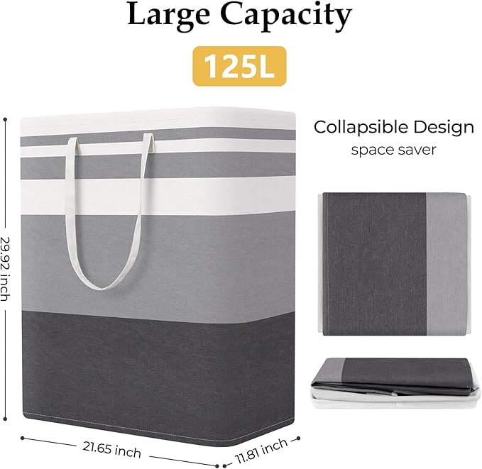 StorageRight Laundry Basket Hamper Large Collapsible Laundry Hamper with Easy Carry Handles，Freestanding Clothes Hampers for 