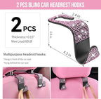 CAR PASS 11 PCS Bling Diamond Car Accessories Set for Women, Sparkly Rhinestone Steering Wheel Cover, Bling Seat Belt Cushion