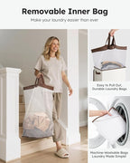 SOLEDI Laundry Hamper with Lid 90L Large & Tall Collapsible Laundry Basket, Clothes Hamper with Bag Removable Easy to Carry, 