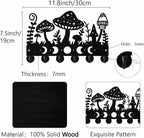 Mushroom Key Holder Black Key Holder Wall Mount 11.8 x 7.5 Inch Moon Phases Grass Wooden Keychain Hanger Organizer Rack with 