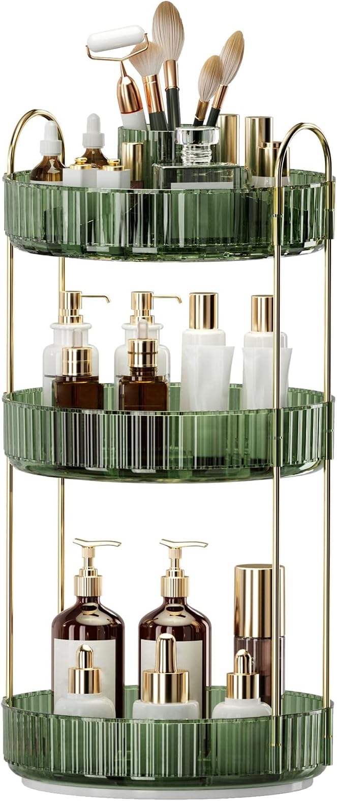 360° Rotating Makeup Organizer, Large-Capacity Skincare Make Up Storage 3 Tier Perfume Organizers Cosmetic Dresser Organizer 