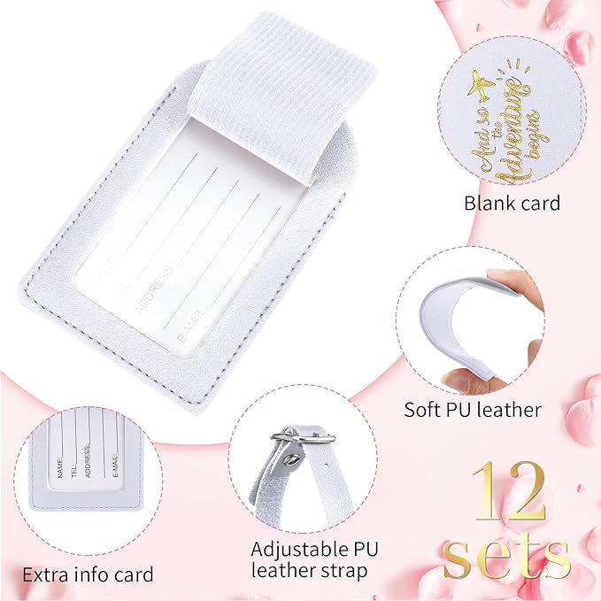 Amylove Bulk Luggage Tags Wedding Favors Adventure Begins Luggage Tags for Guests Travel Tag for Suitcase Bridal Gift 24 Pack