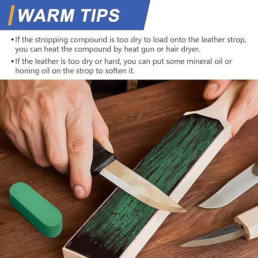 SCOTTCHEN Stropping Compound, 7.4 Oz. Fine Green Buffing Polishing Compound, Leather Strop Compound, Honing Compound for Knife Polishing-3Pack