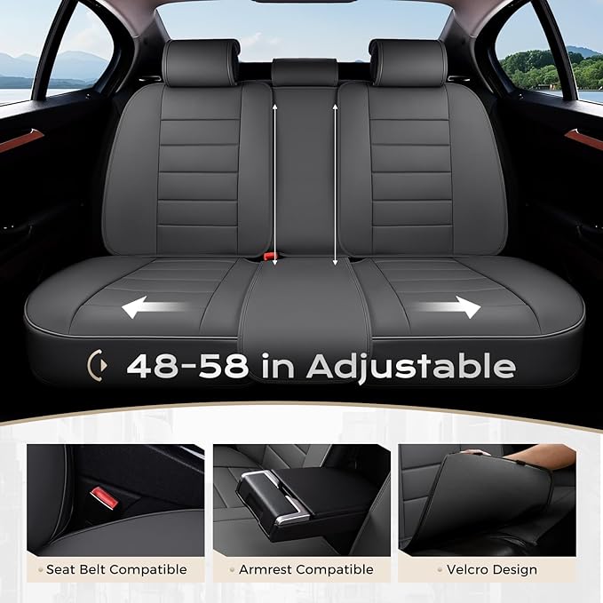 Coverado Car Seat Covers Full Set, Seat Covers for Cars, Front Seat Covers and Back Seat Cover Waterproof Leather Automotive 