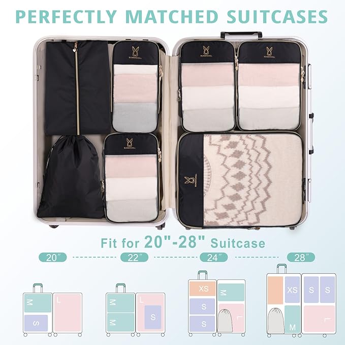 See Through Expandable Compression Packing Cubes, Mesh Travel Packing Cubes for Suitcases, Lightweight Organizers Bag Set for