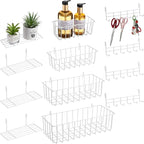 Yaocom 12 Pcs Wall Grid Hanging Basket Shelf Hooks Set bulk Grid Wall Accessories Includes 4 Basket 4 Wire Straight Shelf and