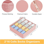 Joyoldelf Sock Drawer Organizer Divider, 16-Cell Underwear Organizers and Storage Fabric Drawer Organizer for Socks, Lingerie