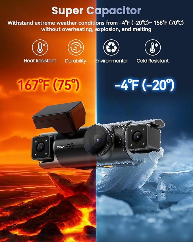 IIWEY 4 Channel Dash Cam 360° View, STARVIS 2 Front 2.7K Rear 2K Inside 1080P x2, 8IR LEDs Night Vision 3.0, PlateTag AI for 