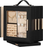 Homde Jewelry Box for Women Large: Rotating Organizer for Ring Earring Necklace Bracelet - 7 Drawers Storage for Dresser (Bla