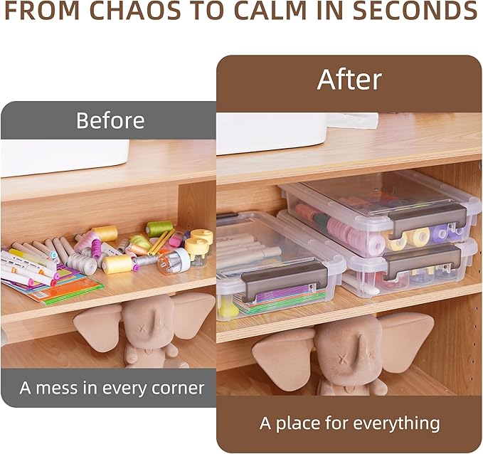 Citylife 3 PCS Plastic Storage Bins with Latching Lids Portable Project Case Clear File Box Stackable Storage Containers for 