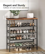 HOOBRO Shoe Rack for Entryway, 5-Tier Shoe Organizer with Adjustable Mesh Shelves, 16-20 Pairs of Shoes, Spacious Floor Mount