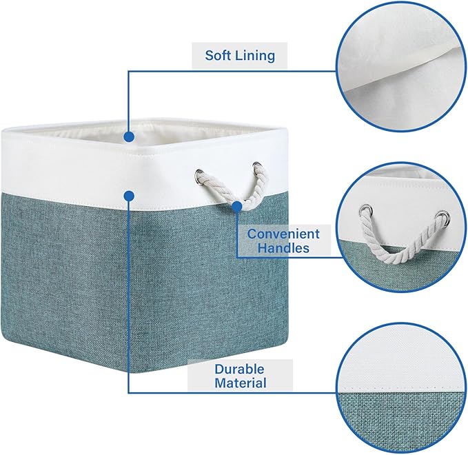 Temary Cube Bins 4 Pack Large Storage Cube Storage Baskets 13x13x13 Storage Cube Bins for Shelves with Handles, Fabric Storag